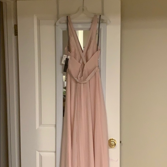 Vera Wang Long Chiffon Dress Low Crisscross Back - Picture 3 of 5